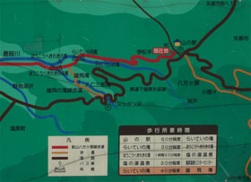 コース概略図 雄飛の滝氷柱群